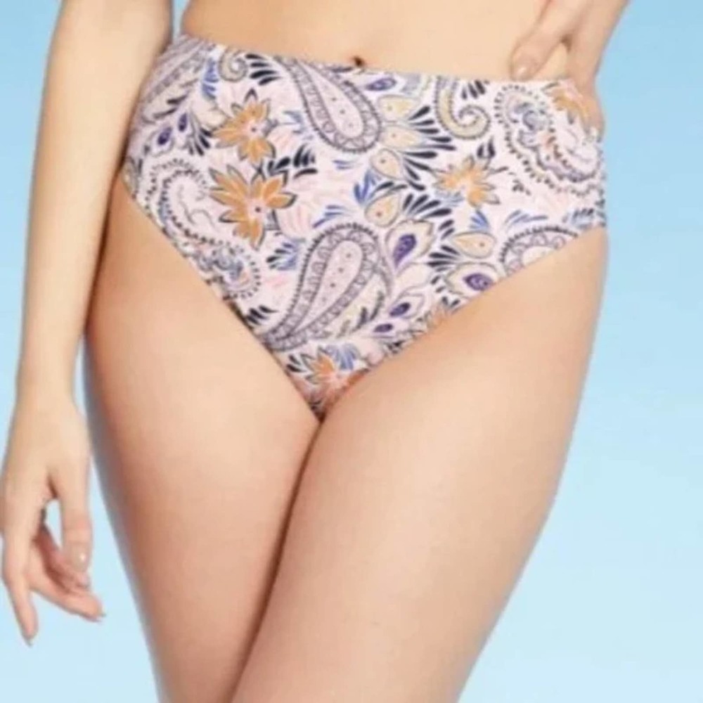 Kona Sol Women's High Leg High Waist Bikini Bottom - Multi Size XL (16-18) NWT